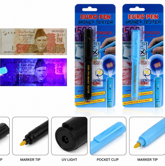 SUPER WHOLESALE OFFER 4 Pieces Only Rs. 1000 Imported 2-in-1 Money Detector 🔦 Marker + UV Light