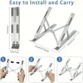 Laptop Stand Adjustable Portable Foldable Aluminum Metal Laptop Holder Height Adjustable Ergonomic Anti Slip Notebook Riser Compatible with HP Dell Lenovo ASUS MacBook for Office Study Gaming