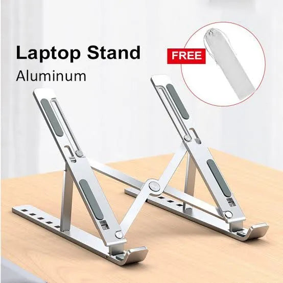 Laptop Stand Adjustable Portable Foldable Aluminum Metal Laptop Holder Height Adjustable Ergonomic Anti Slip Notebook Riser Compatible with HP Dell Lenovo ASUS MacBook for Office Study Gaming