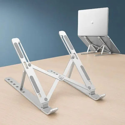 Laptop Stand Adjustable Portable Foldable Aluminum Metal Laptop Holder Height Adjustable Ergonomic Anti Slip Notebook Riser Compatible with HP Dell Lenovo ASUS MacBook for Office Study Gaming