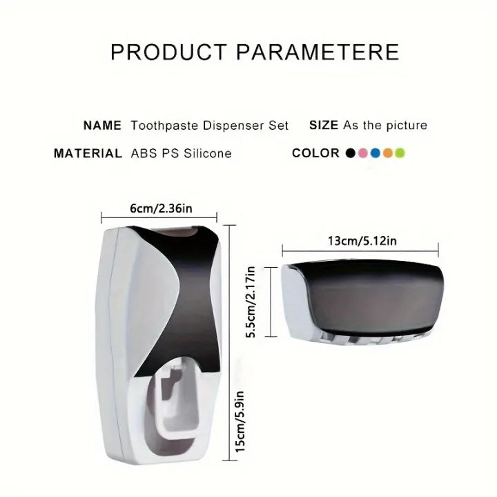 Best Quality Set of Toothpaste Dispenser & Brush Holder - Plastic Automatic Toothpaste Dispenser With Tooth Brush Holder For Homes And Bathrooms - Tooth Paste Dispenser with Toothbrush Holder