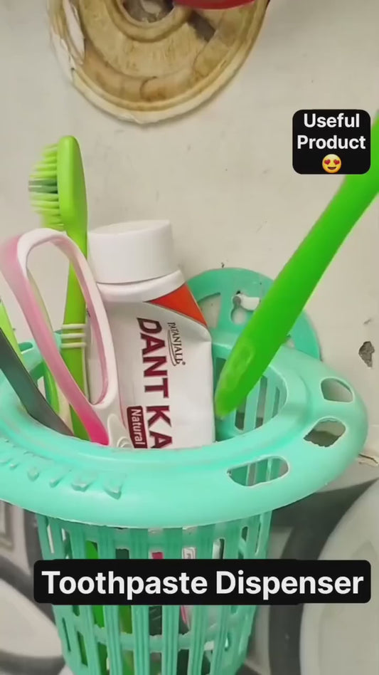 Best Quality Set of Toothpaste Dispenser & Brush Holder - Plastic Automatic Toothpaste Dispenser With Tooth Brush Holder For Homes And Bathrooms - Tooth Paste Dispenser with Toothbrush Holder